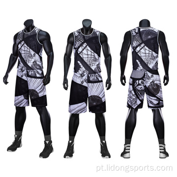 Camisa de equipe de uniforme de basquete masculino e shorts